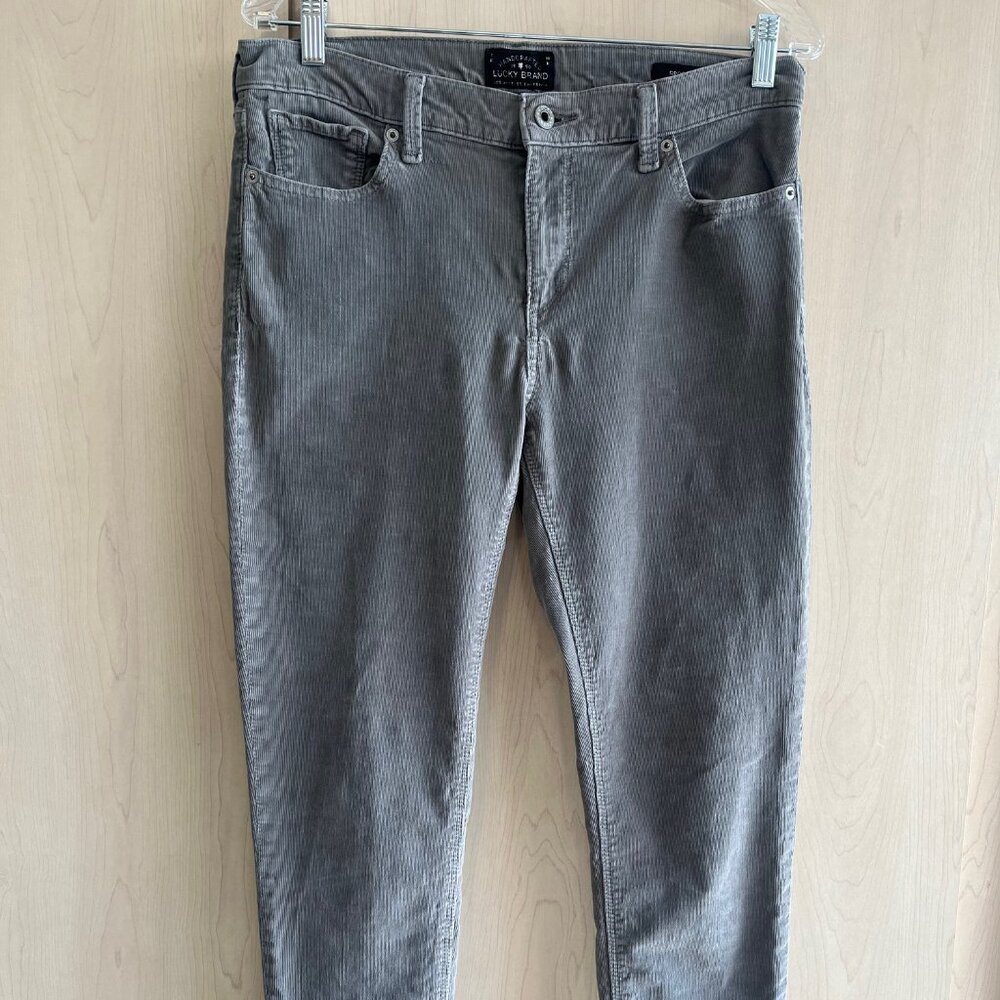 Lucky Brand Jeans Womens 12‎ / 31 Gray Corduroy Brooke Legging Ankle Zip Stretch